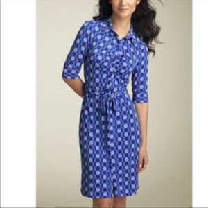 Flattering Blue Button Down Shirt Dress by Laundry